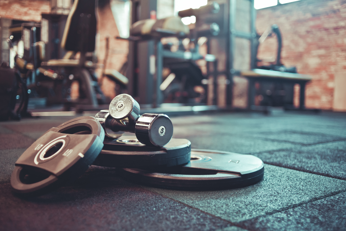 man with dumbbell